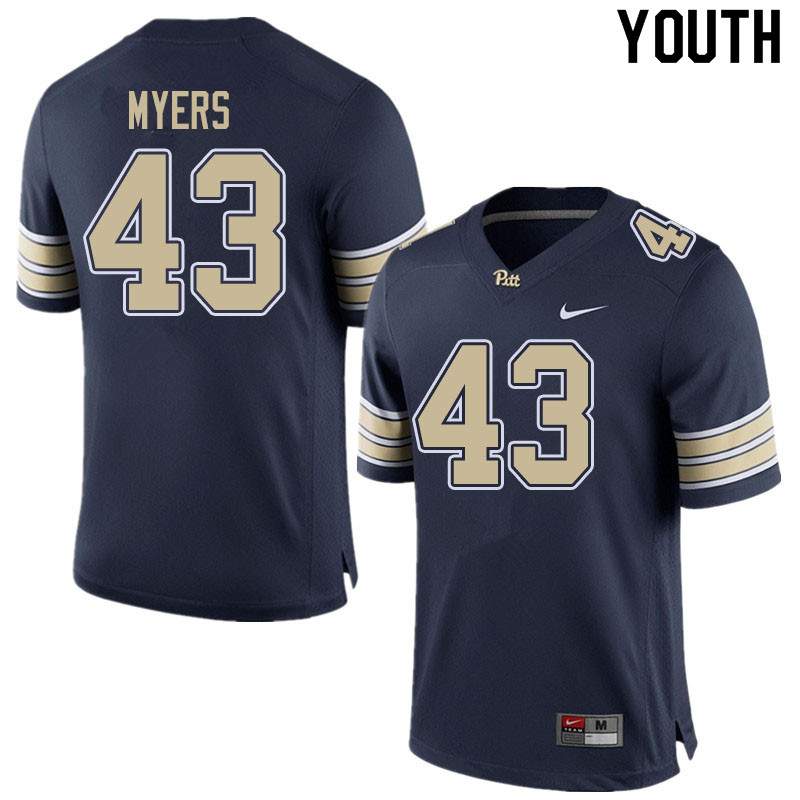 Youth #43 Eli Myers Pitt Panthers College Football Jerseys Sale-Home Navy